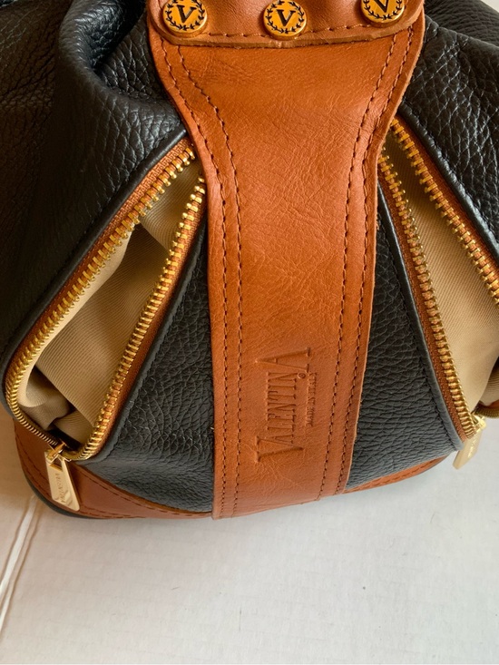 Valentina Brown and Black Leather 2N1 Backpack purse main image 7